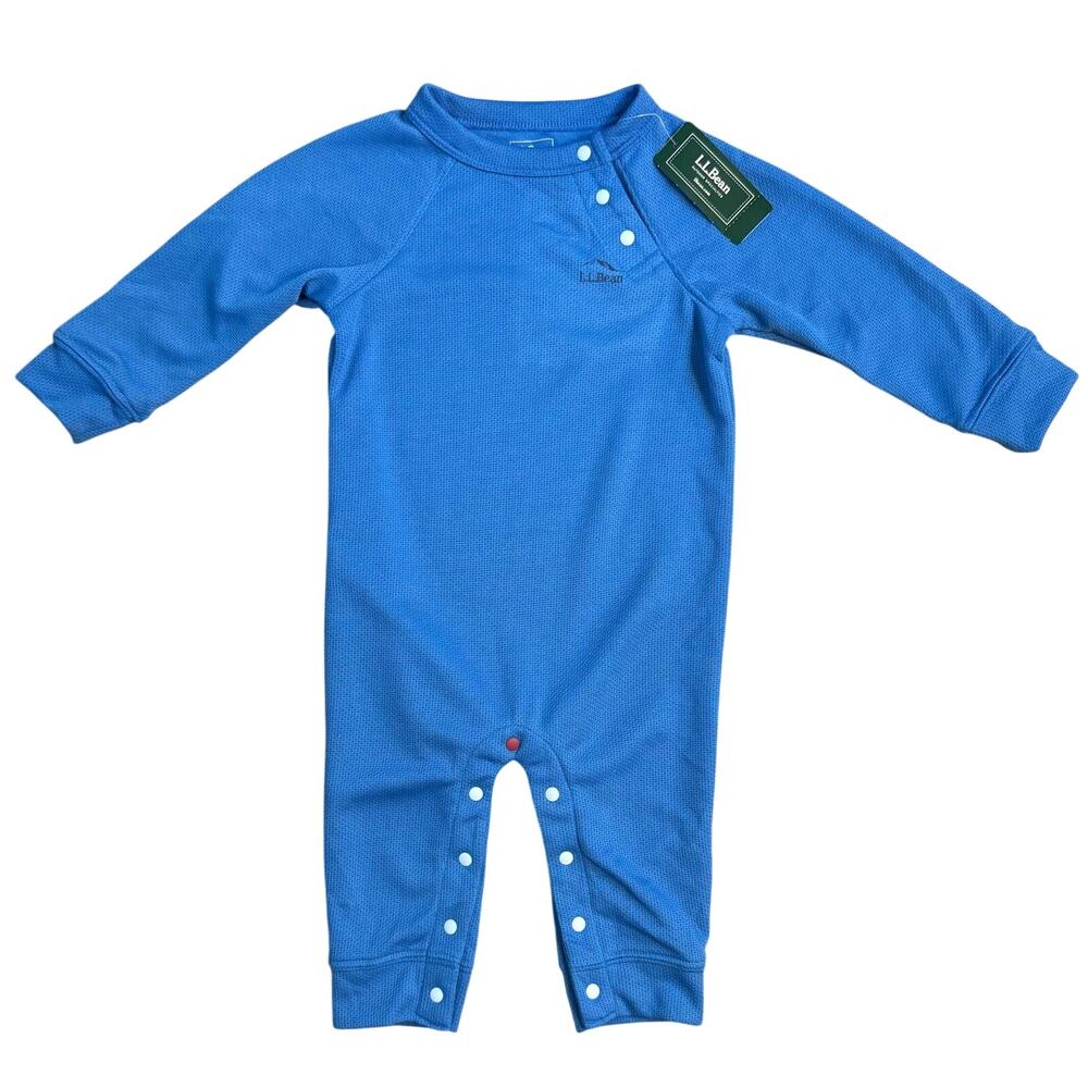 L.L.Bean Wicked Warm Underwear One-Piece Snap Cobalt Sea Baby 6-12 Months
